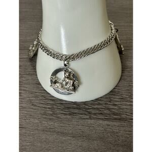 Adorable Silver Tone Lamb Charm Bracelet. Measures 7”